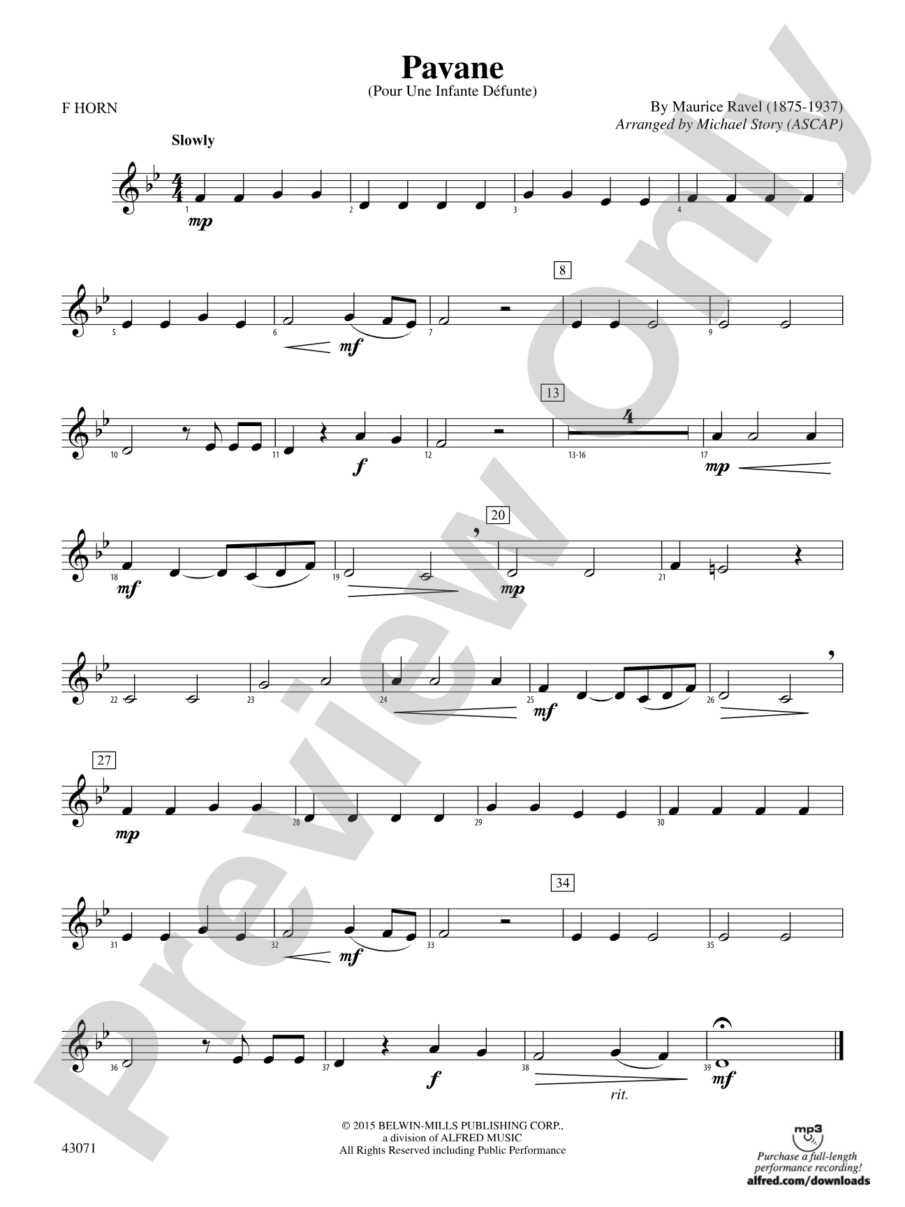 Pavane: 1st F Horn