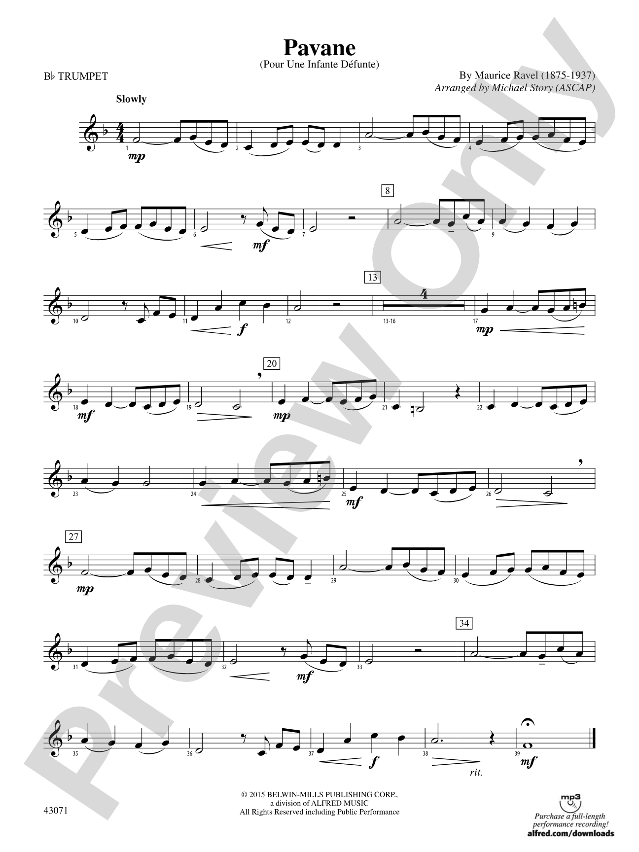 Pavane: 1st B-flat Trumpet
