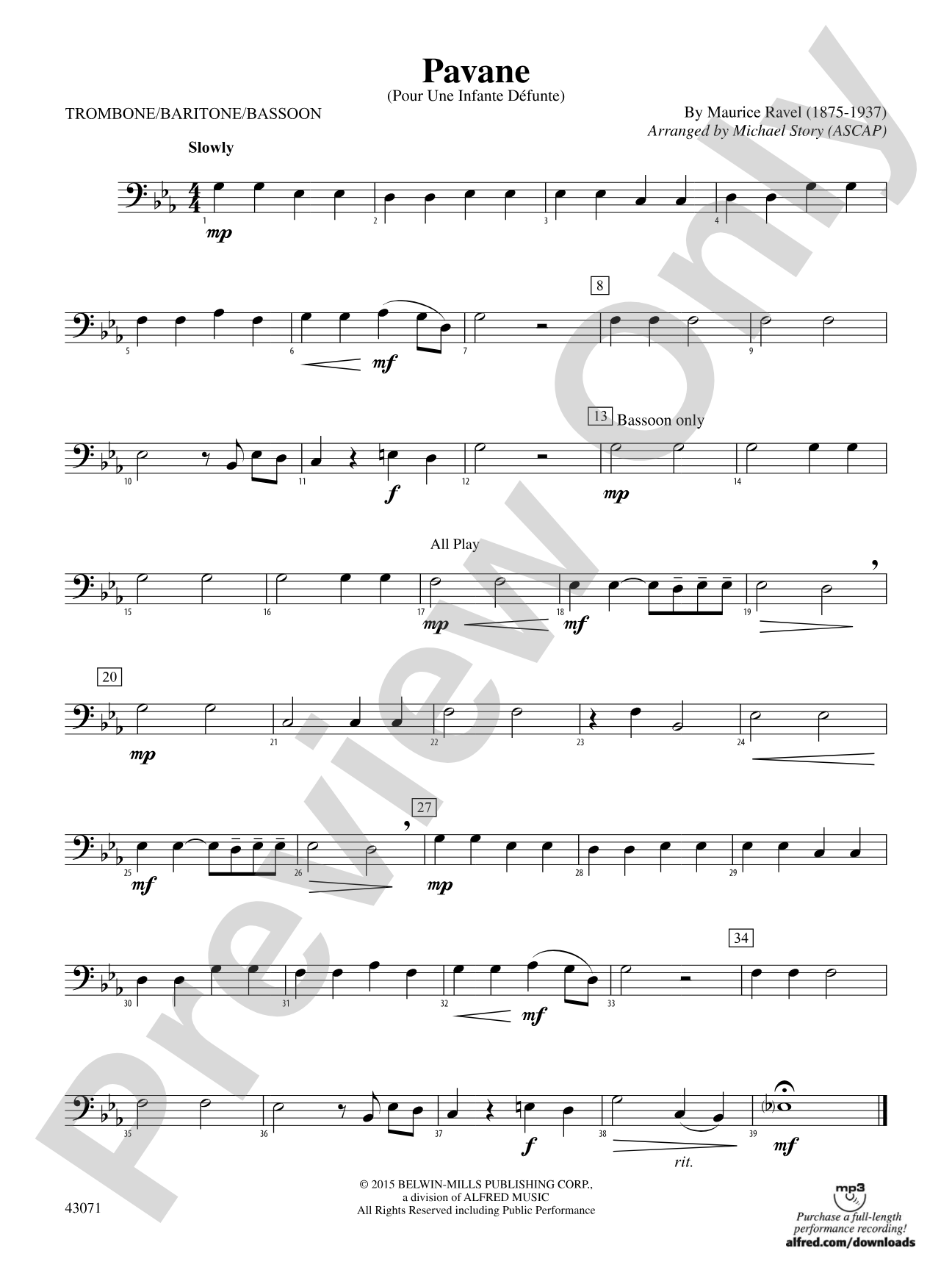 Pavane: 1st Trombone