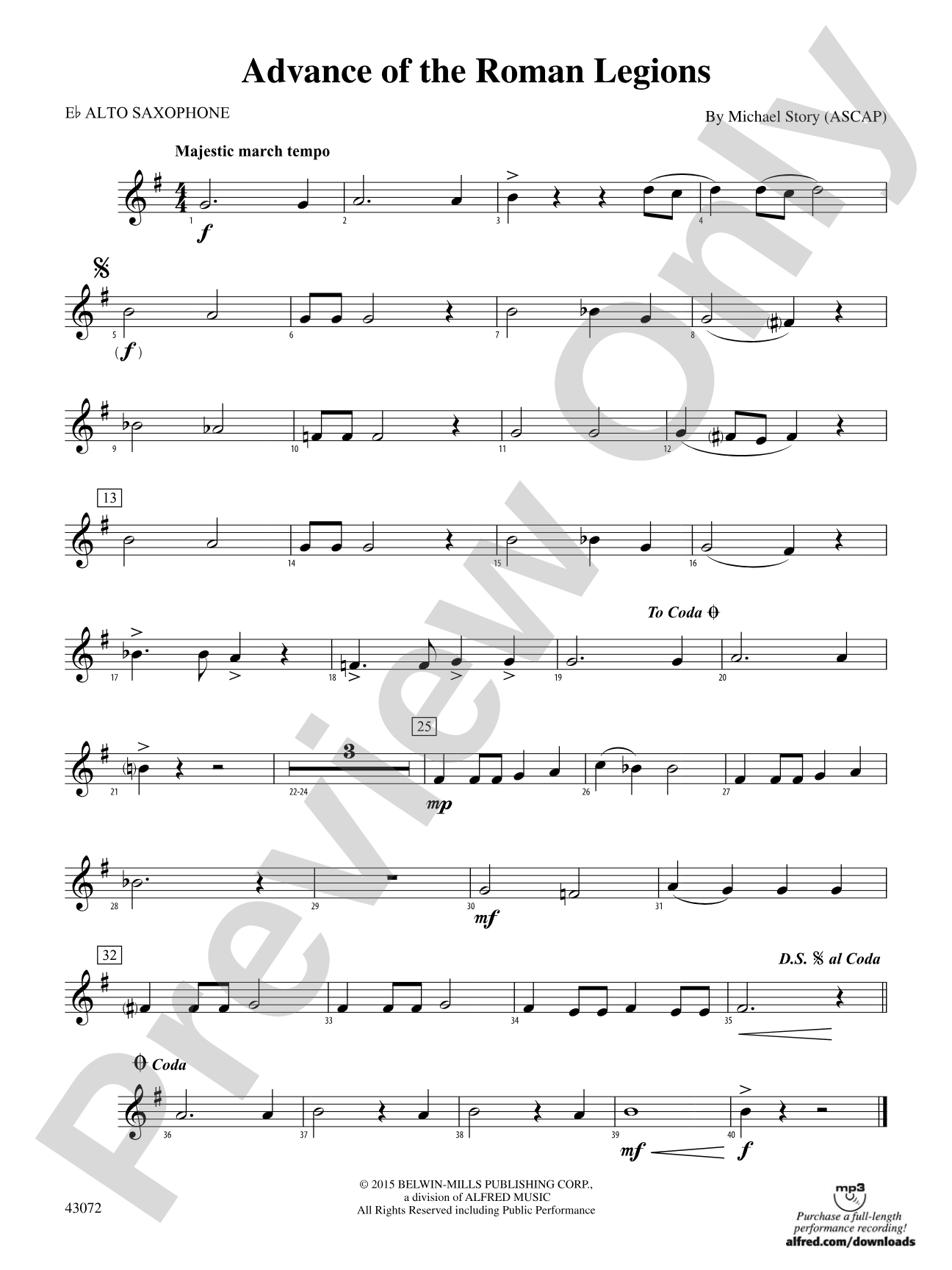 Advance of the Roman Legions: E-flat Alto Saxophone