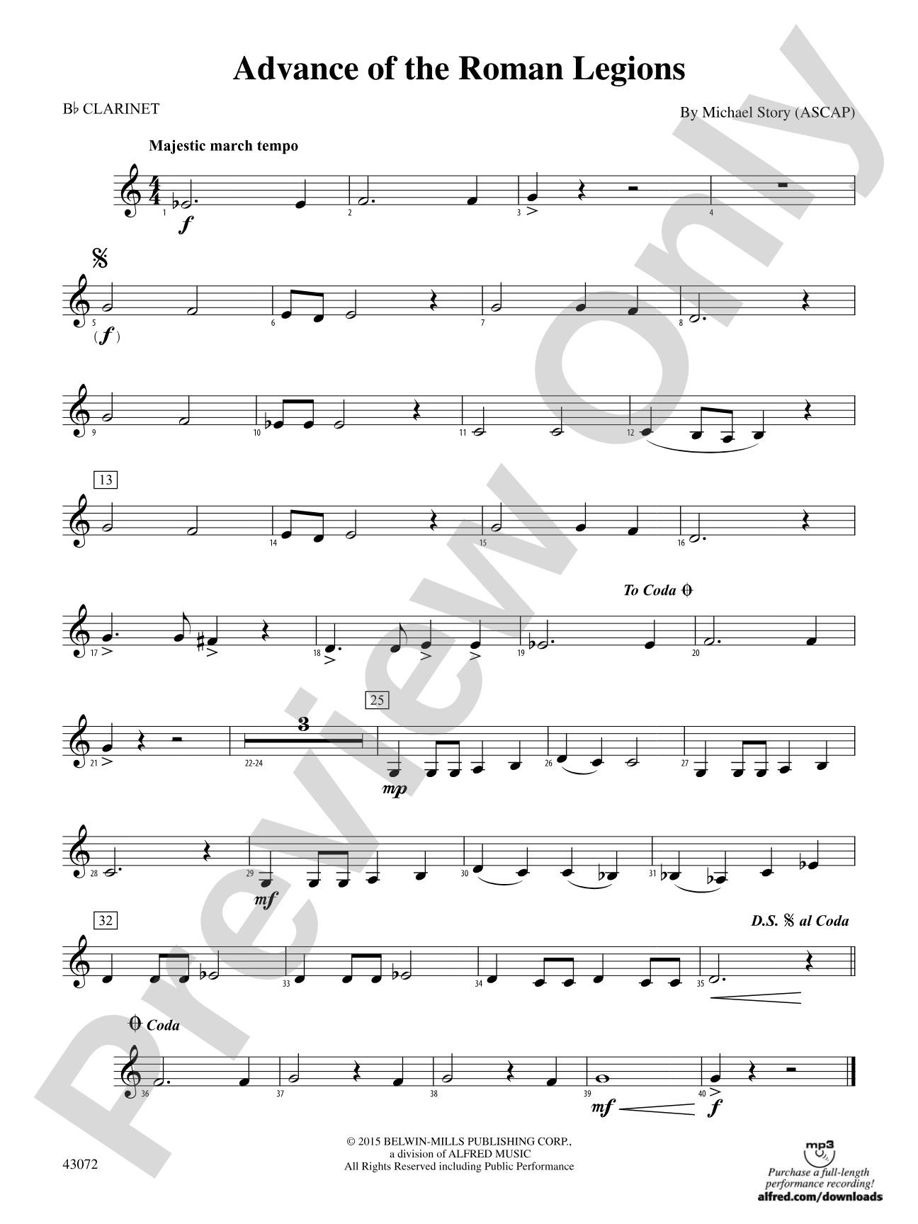 Advance of the Roman Legions: 1st B-flat Clarinet