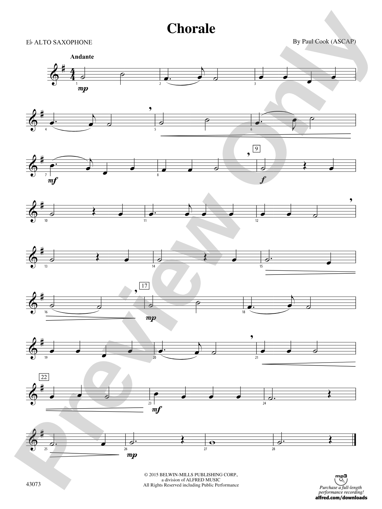 Chorale: E-flat Alto Saxophone