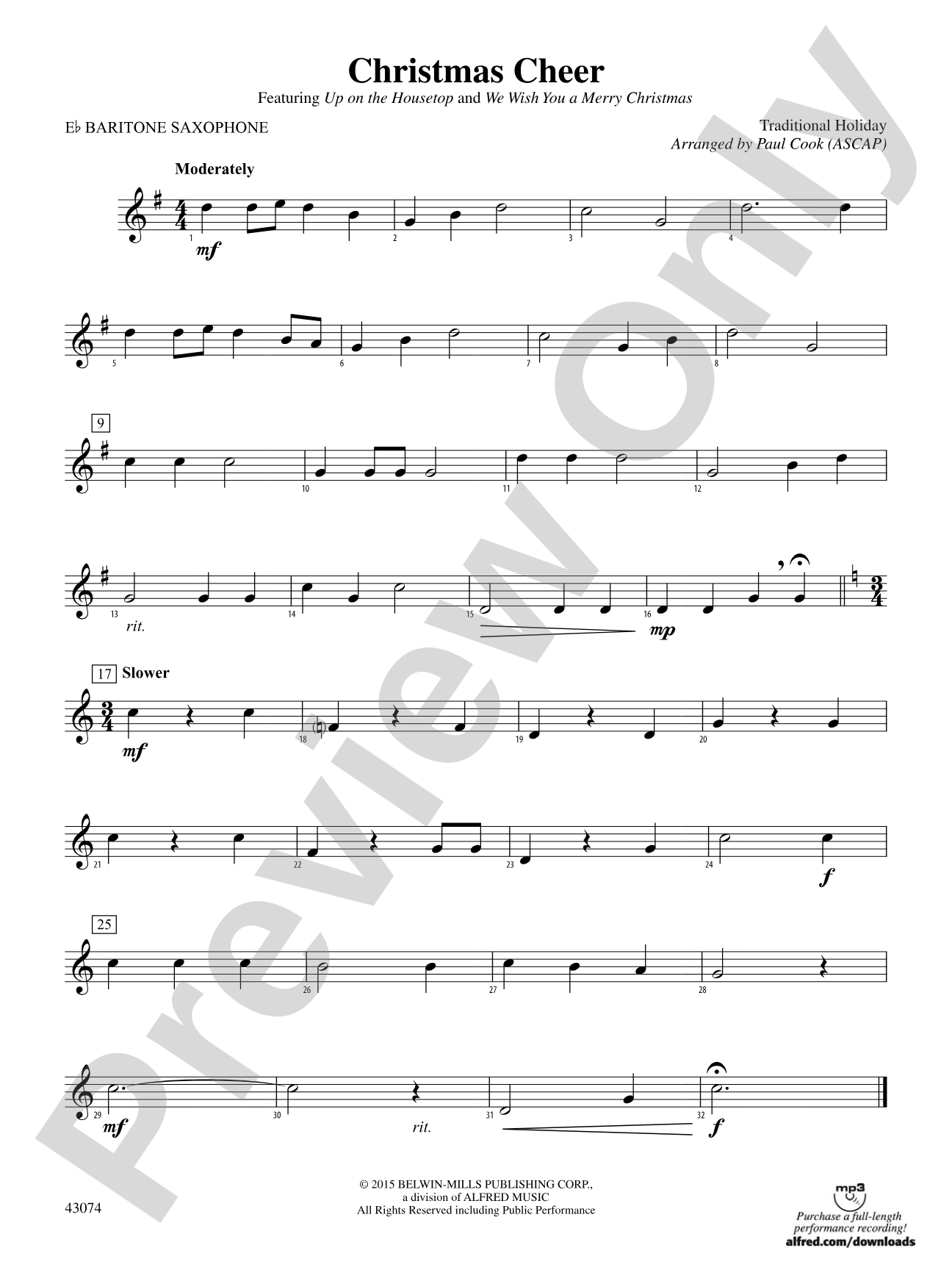Christmas Cheer: E-flat Baritone Saxophone