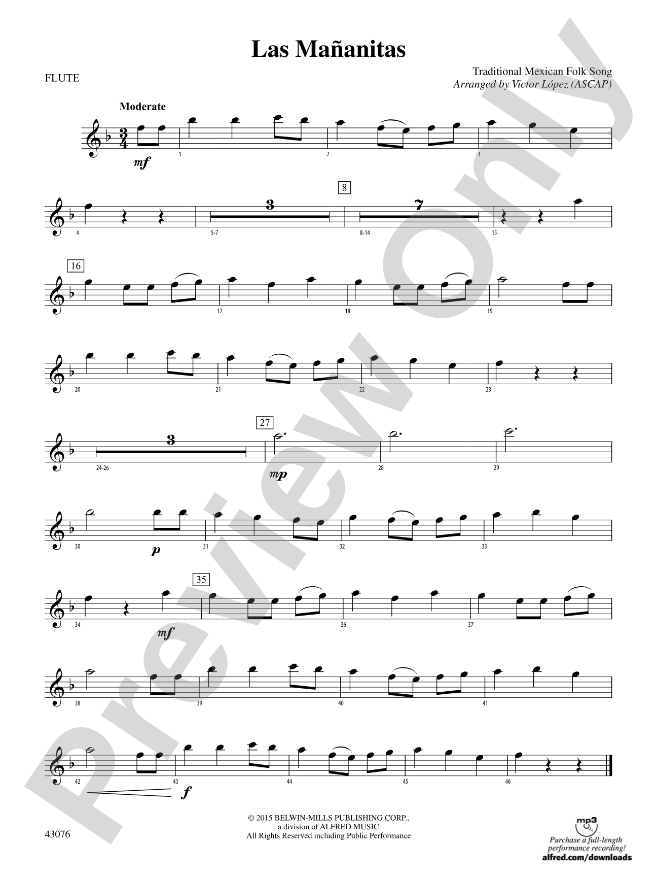 Las Mañanitas: Flute