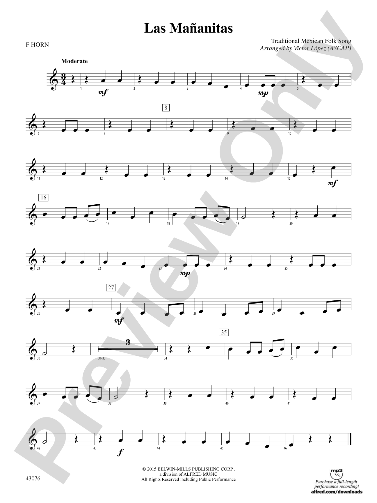Las Mañanitas: 1st F Horn