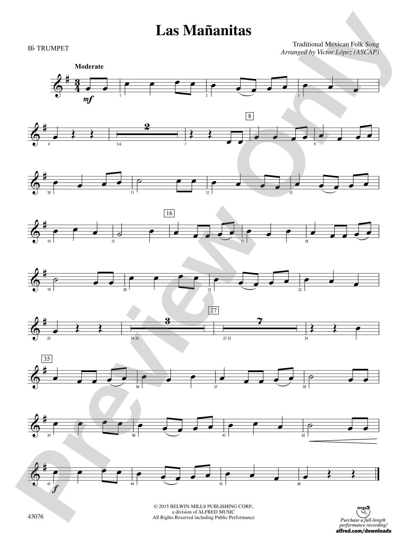 Las Mañanitas: 1st B-flat Trumpet