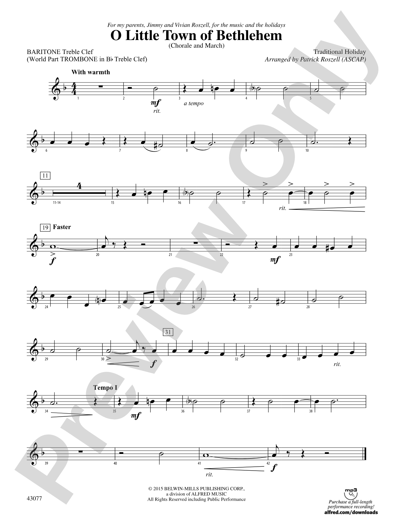 O Little Town of Bethlehem: Baritone T.C.