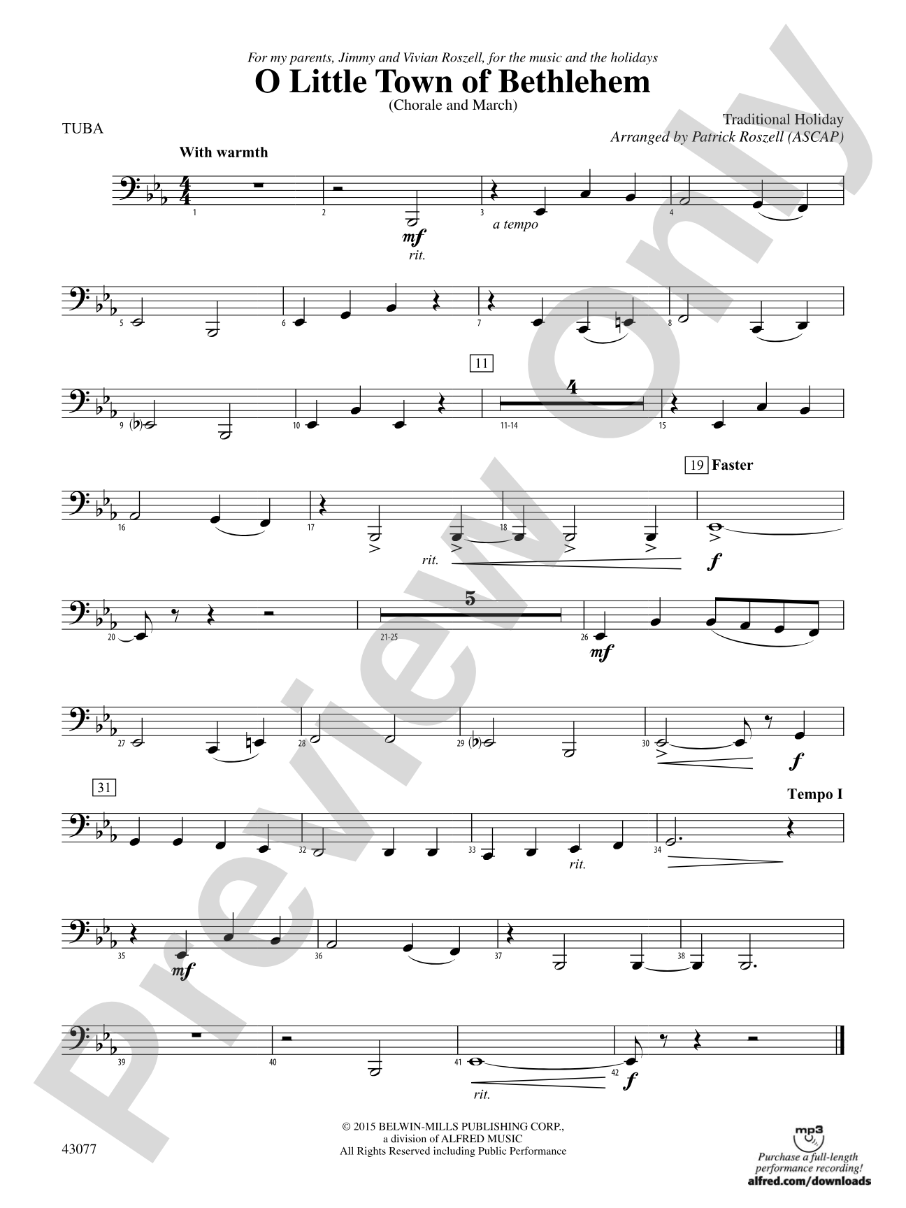 O Little Town of Bethlehem: Tuba