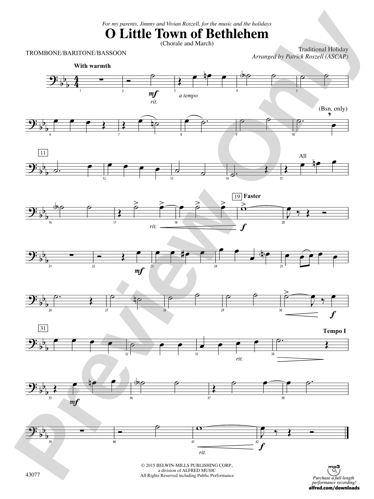 O Little Town of Bethlehem: 1st Trombone