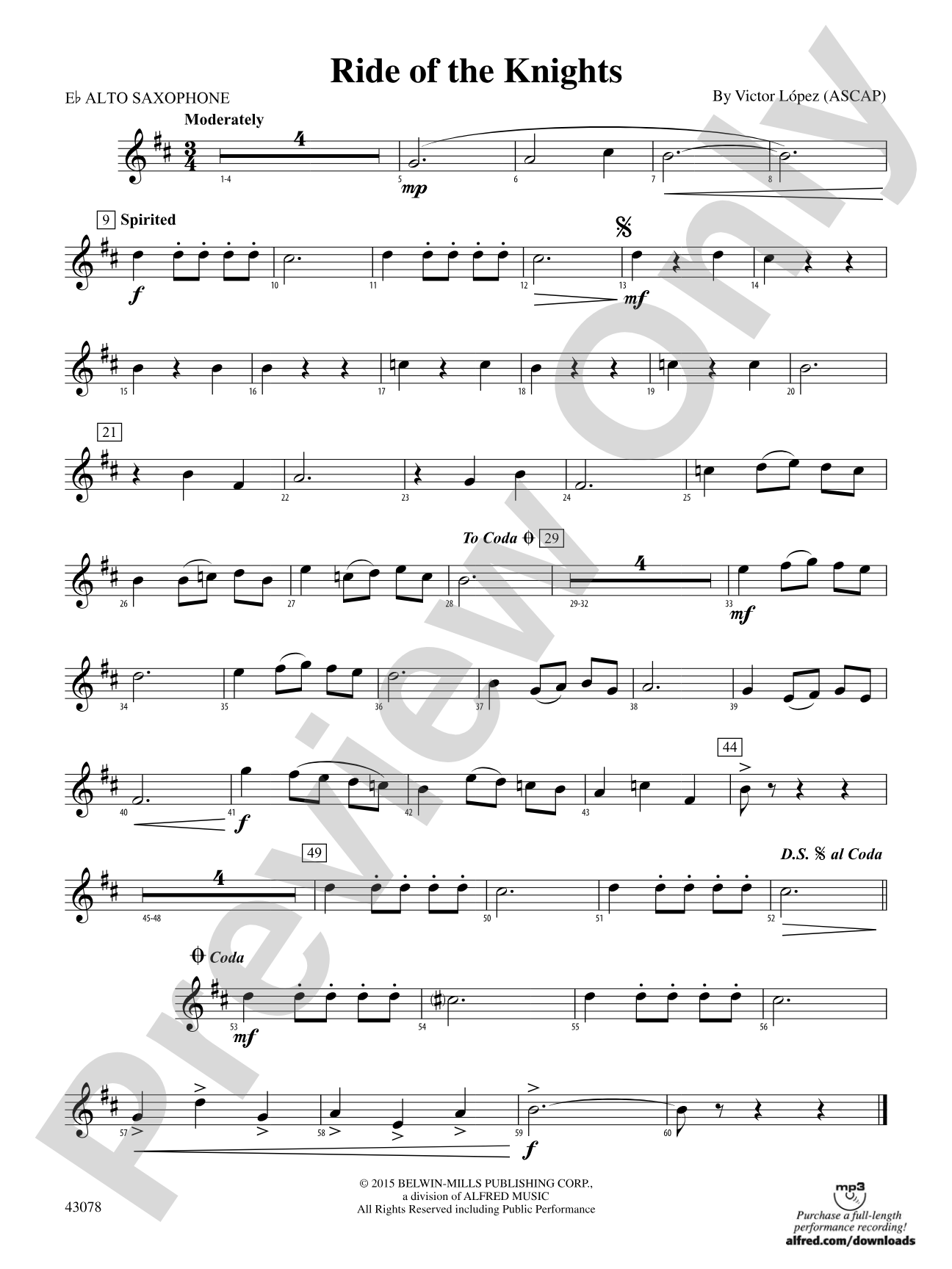 Ride of the Knights: E-flat Alto Saxophone