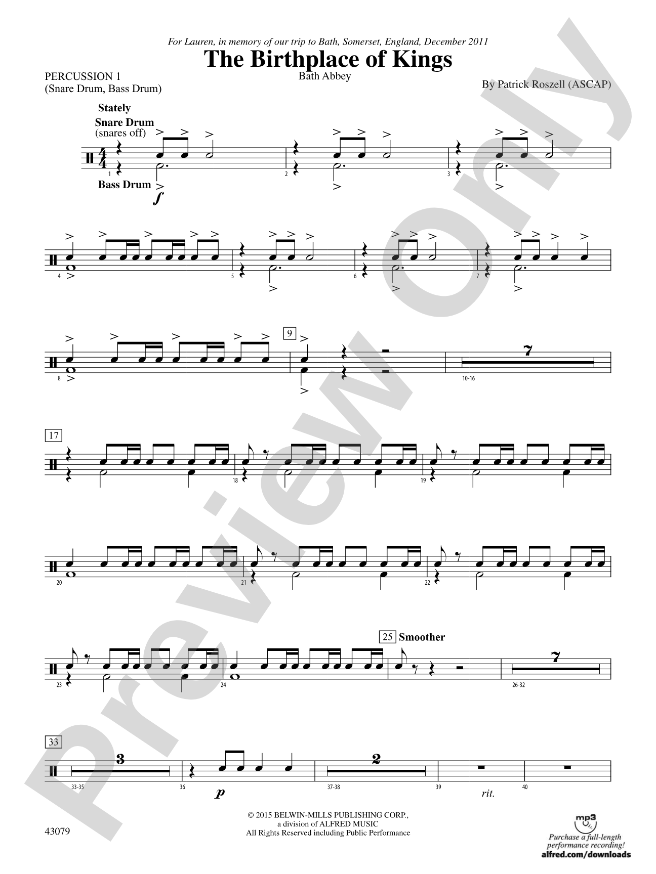 The Birthplace of Kings: 1st Percussion