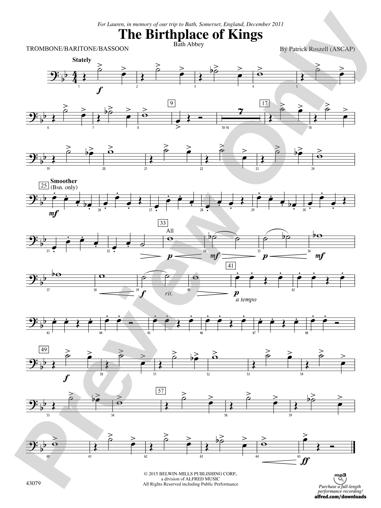 The Birthplace of Kings: 1st Trombone