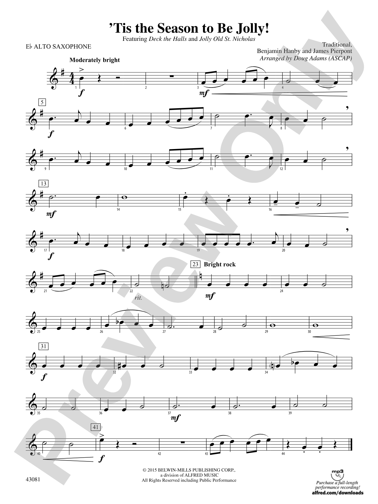 'Tis the Season to Be Jolly!: E-flat Alto Saxophone