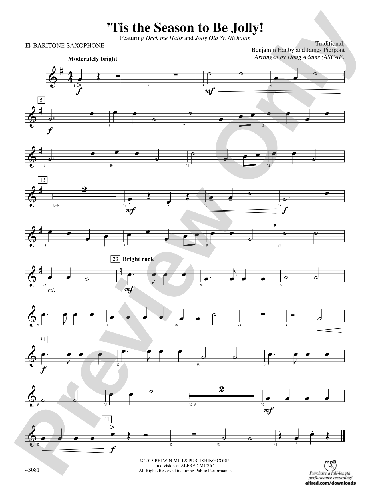 'Tis the Season to Be Jolly!: E-flat Baritone Saxophone
