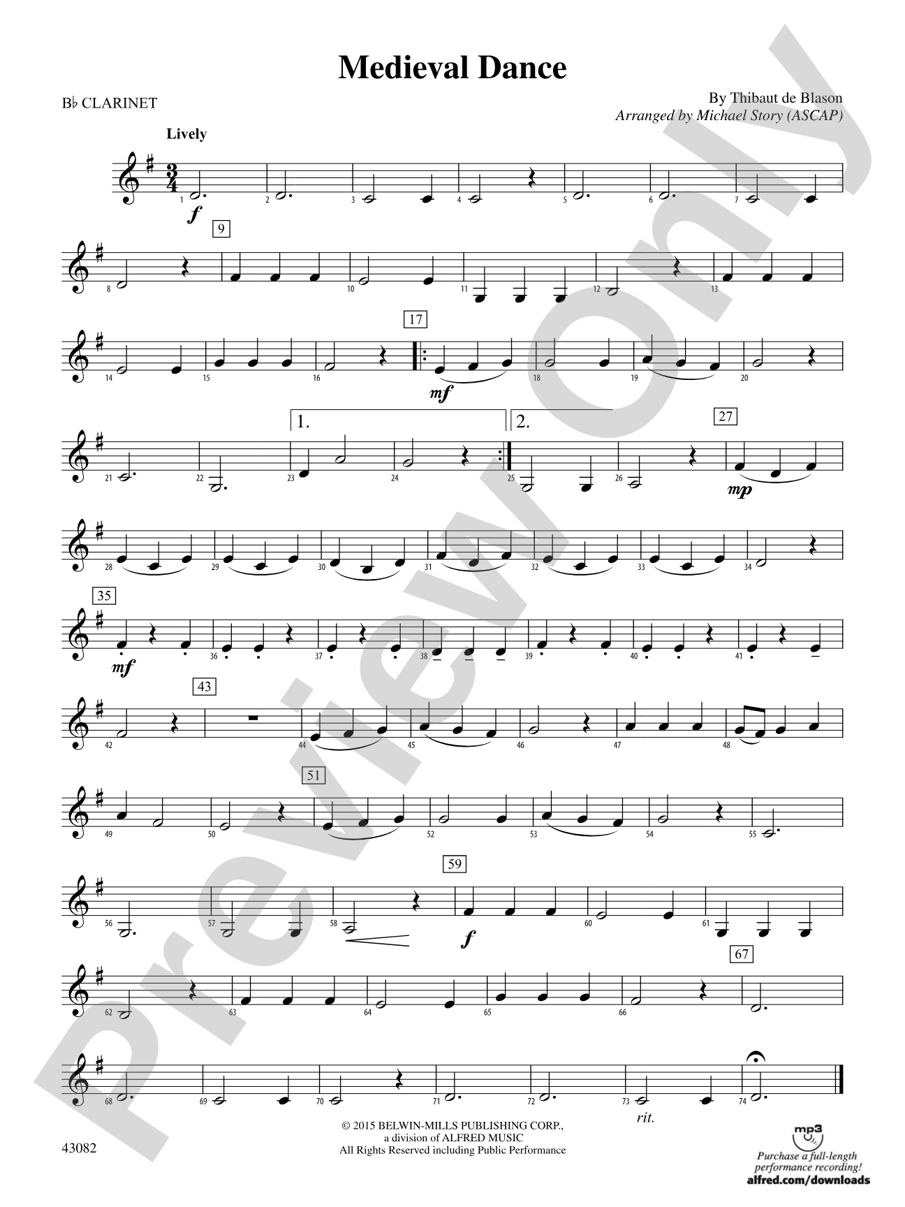 Medieval Dance: 1st B-flat Clarinet