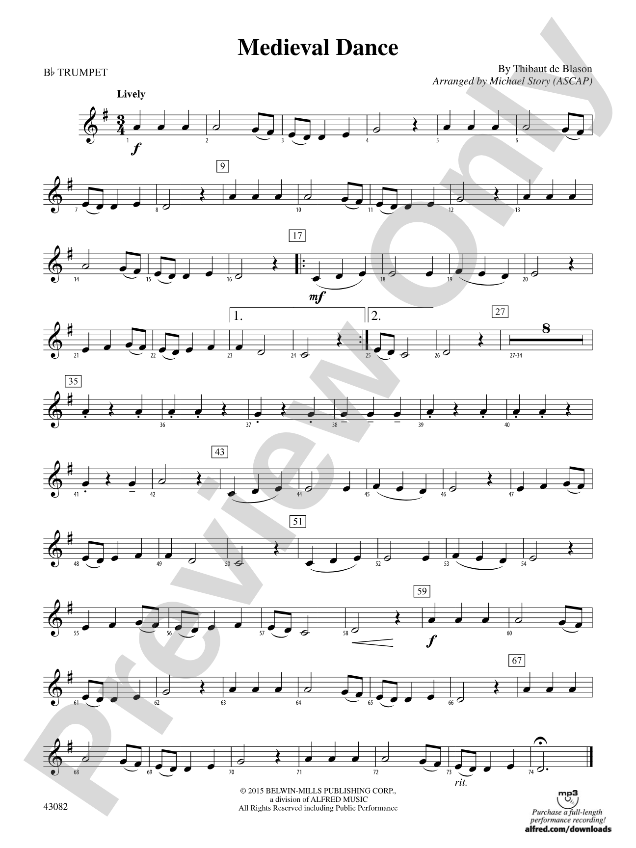 Medieval Dance: 1st B-flat Trumpet
