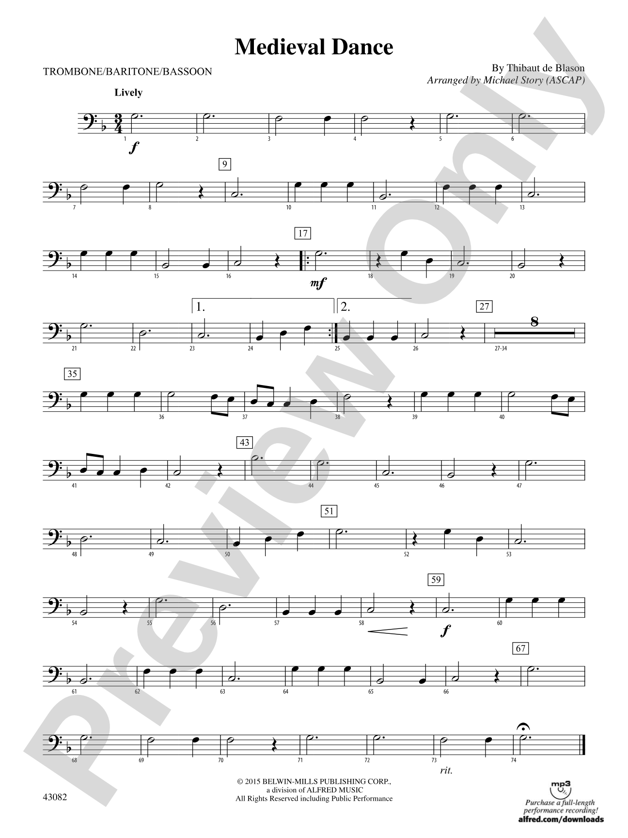 Medieval Dance: 1st Trombone