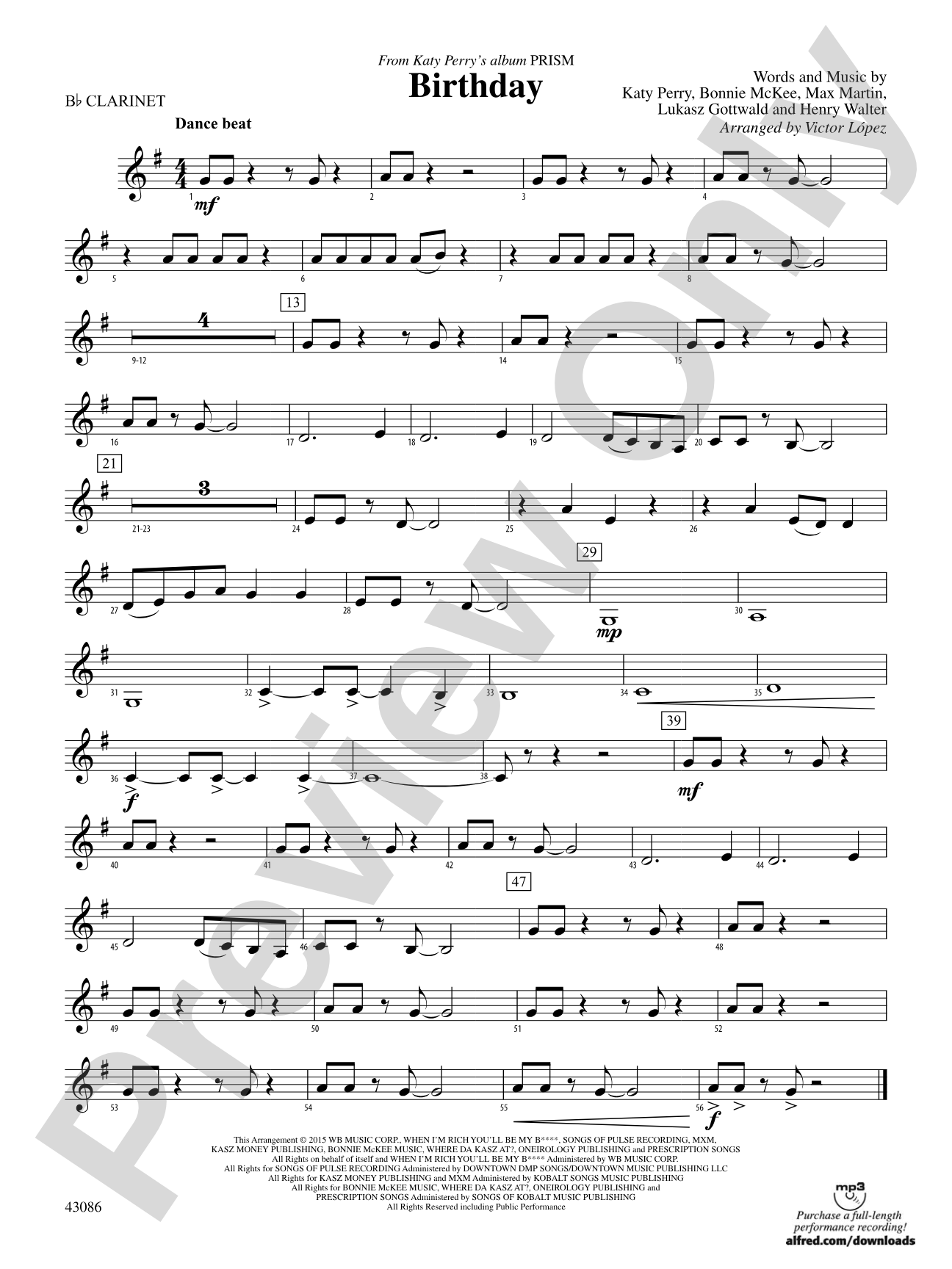 Birthday: 1st B-flat Clarinet
