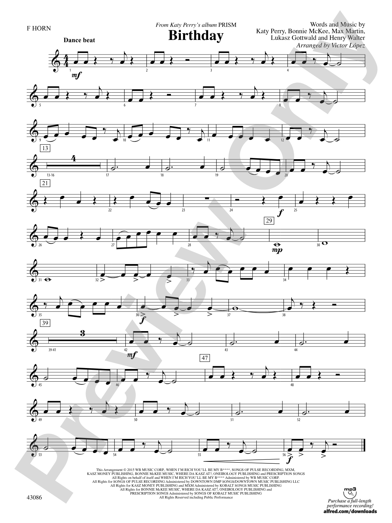 Birthday: 1st F Horn