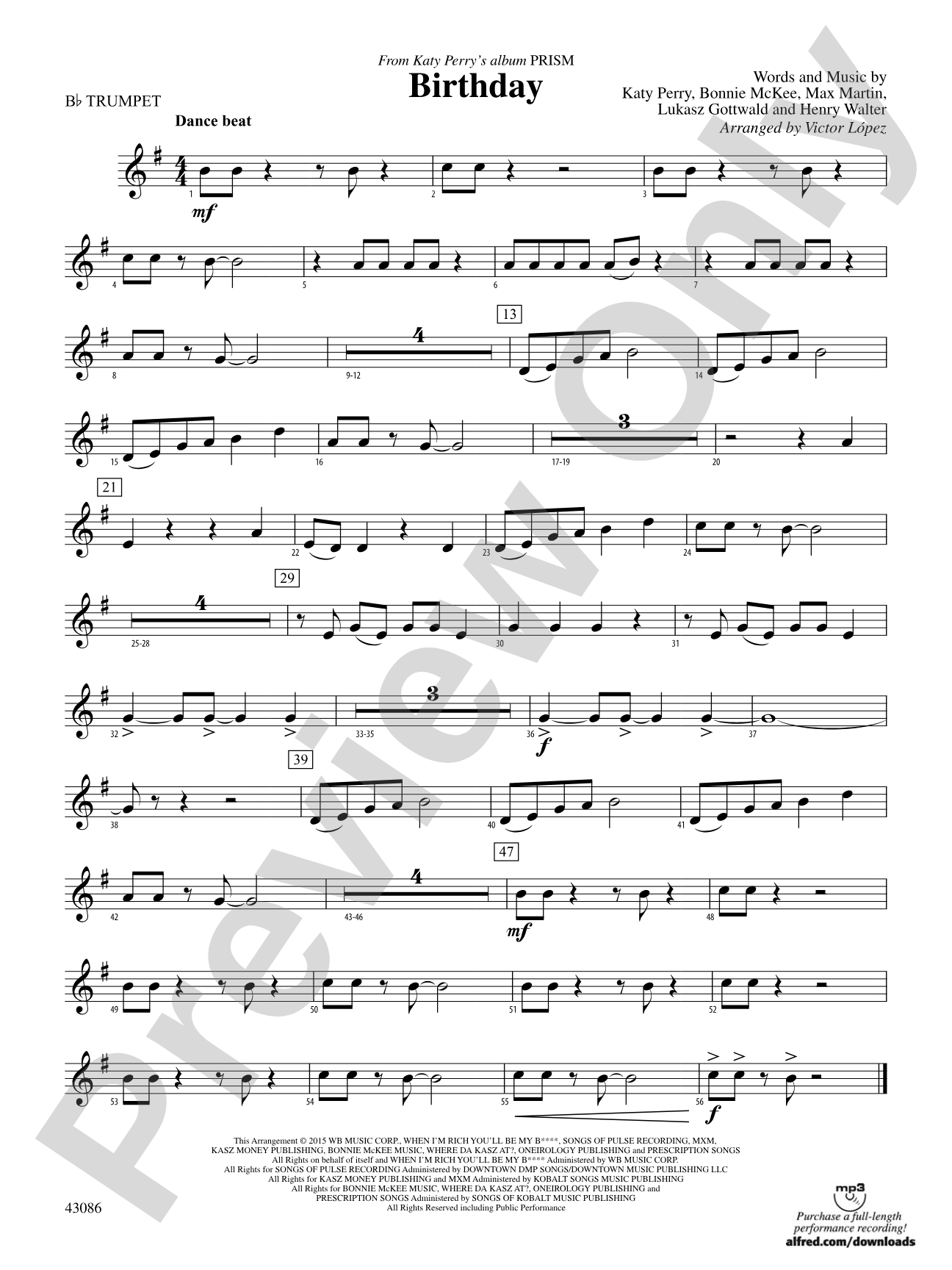 Birthday: 1st B-flat Trumpet