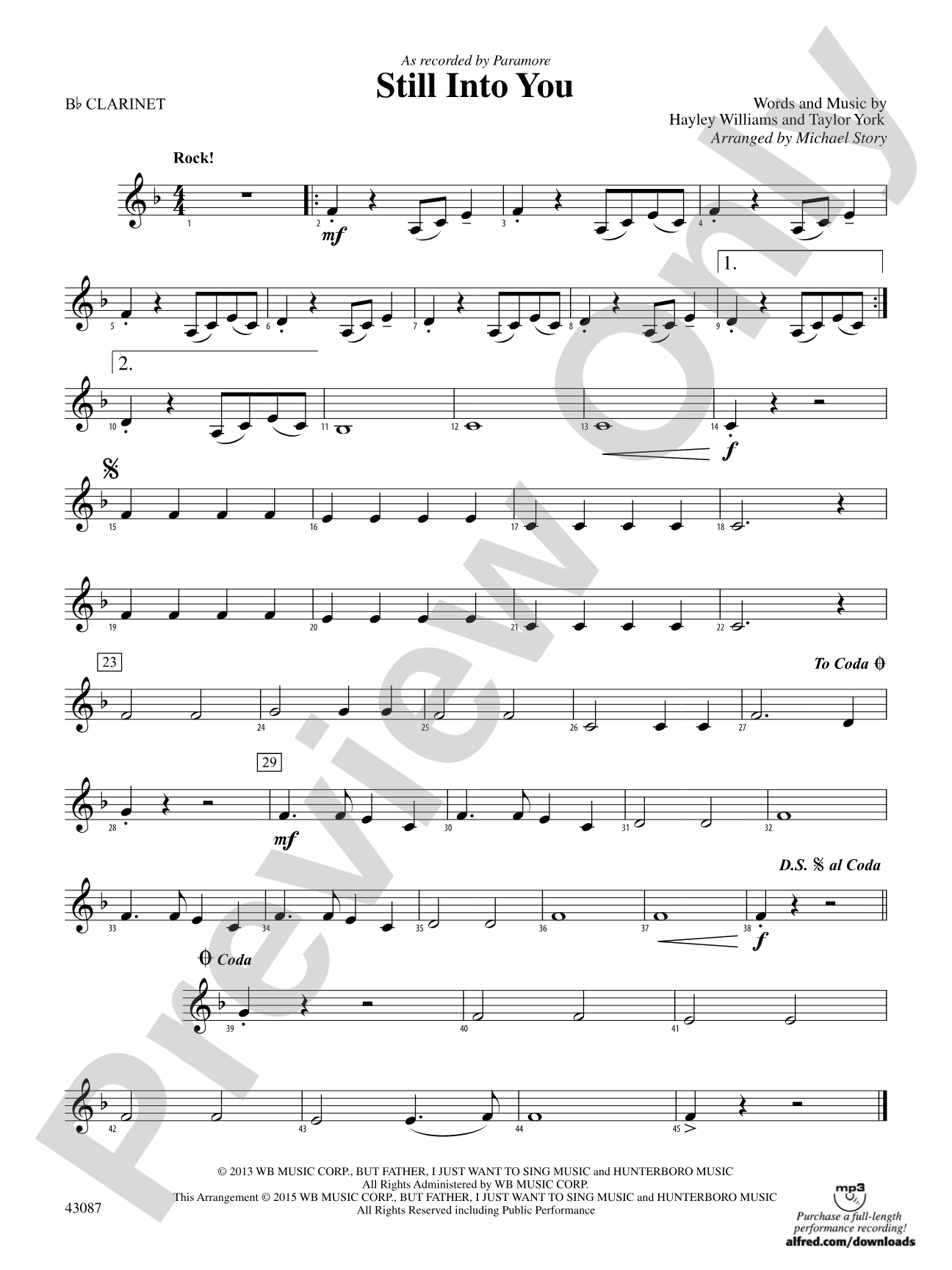 Still Into You: 1st B-flat Clarinet