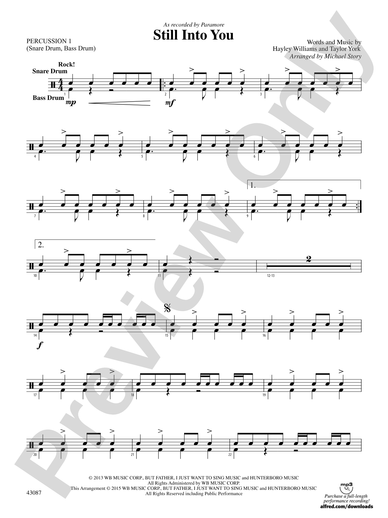 Still Into You: 1st Percussion