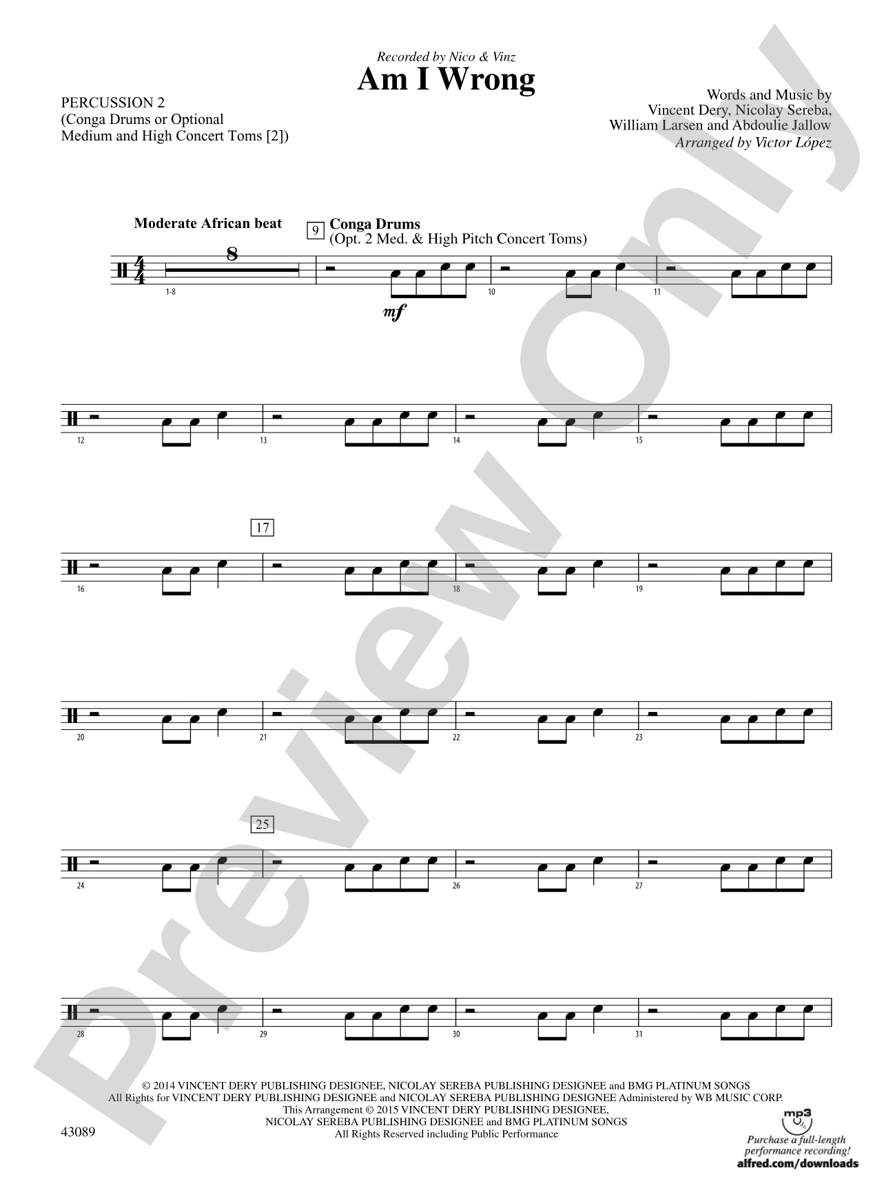 Am I Wrong: 2nd Percussion