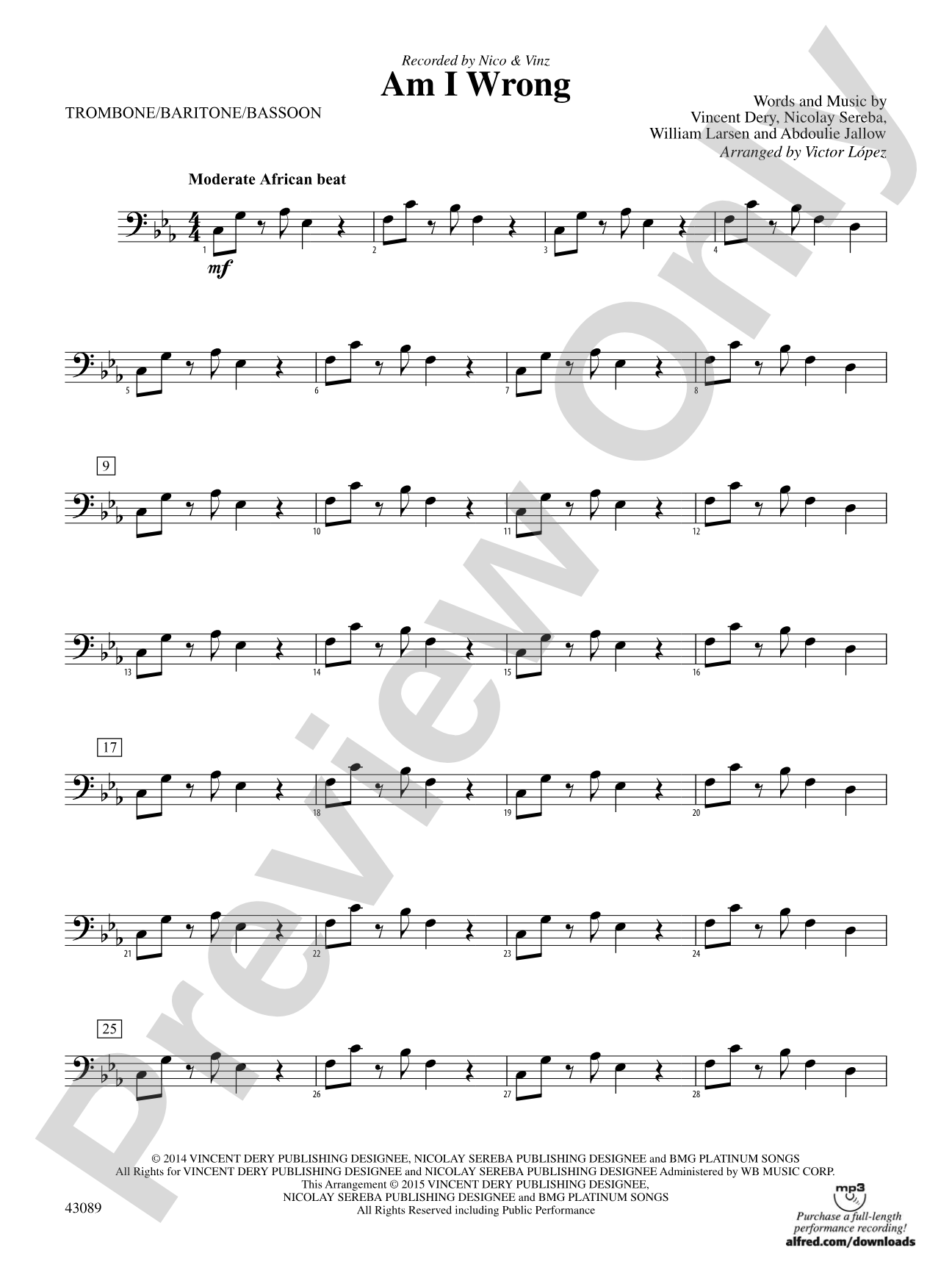 Am I Wrong: 1st Trombone