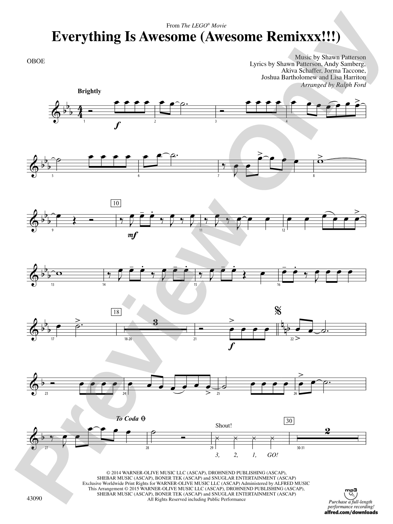 Everything Is Awesome (Awesome Remixxx!!!) (from The Lego® Movie): Oboe