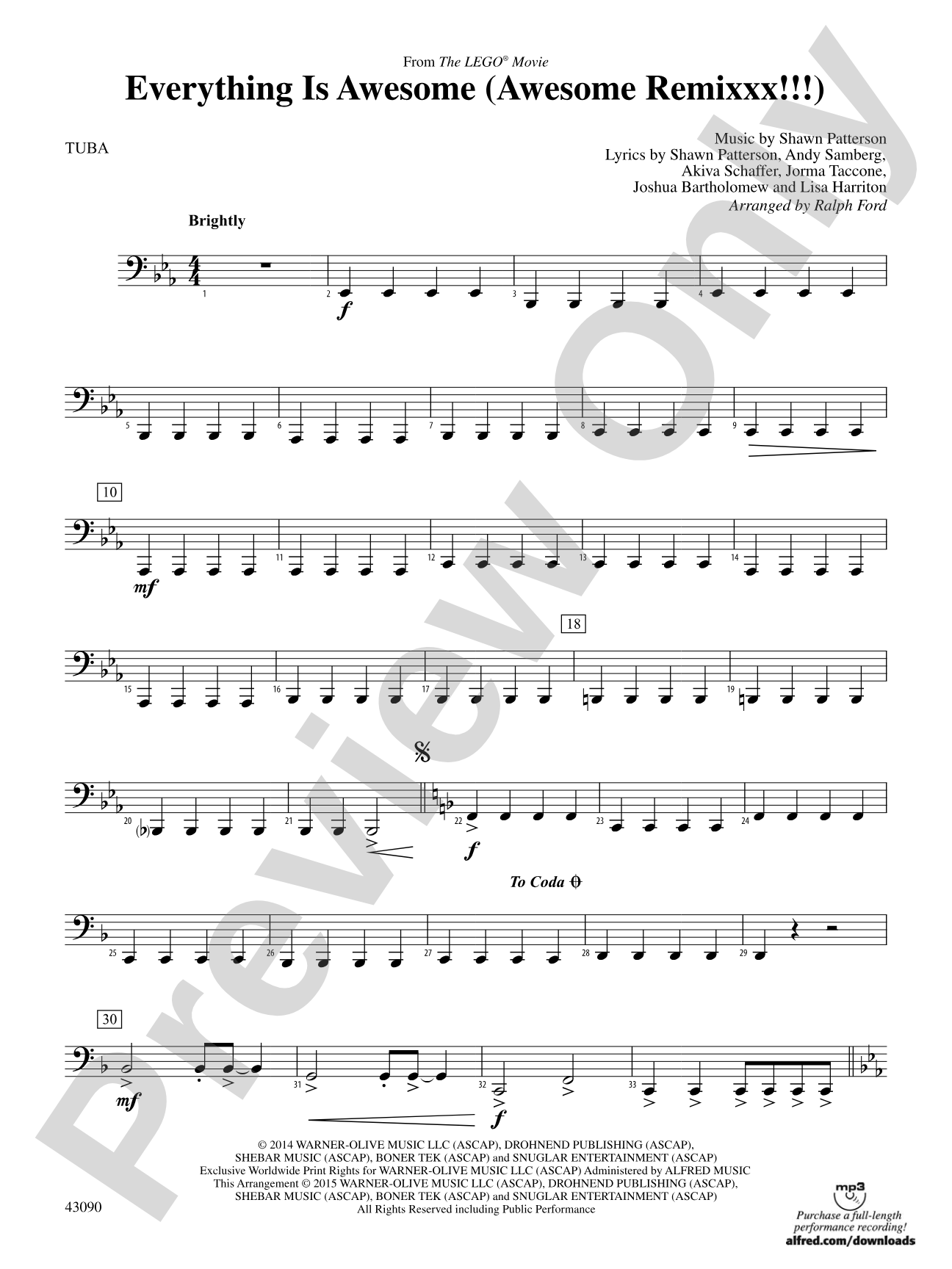 Everything Is Awesome (Awesome Remixxx!!!) (from The Lego® Movie): Tuba
