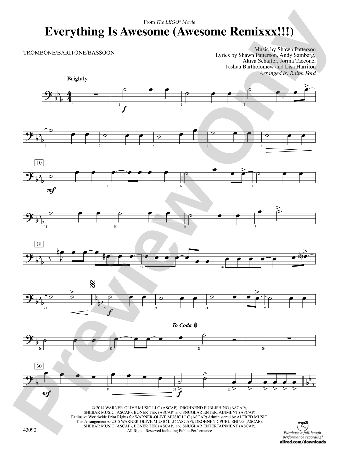 Everything Is Awesome (Awesome Remixxx!!!) (from The Lego® Movie): 1st Trombone