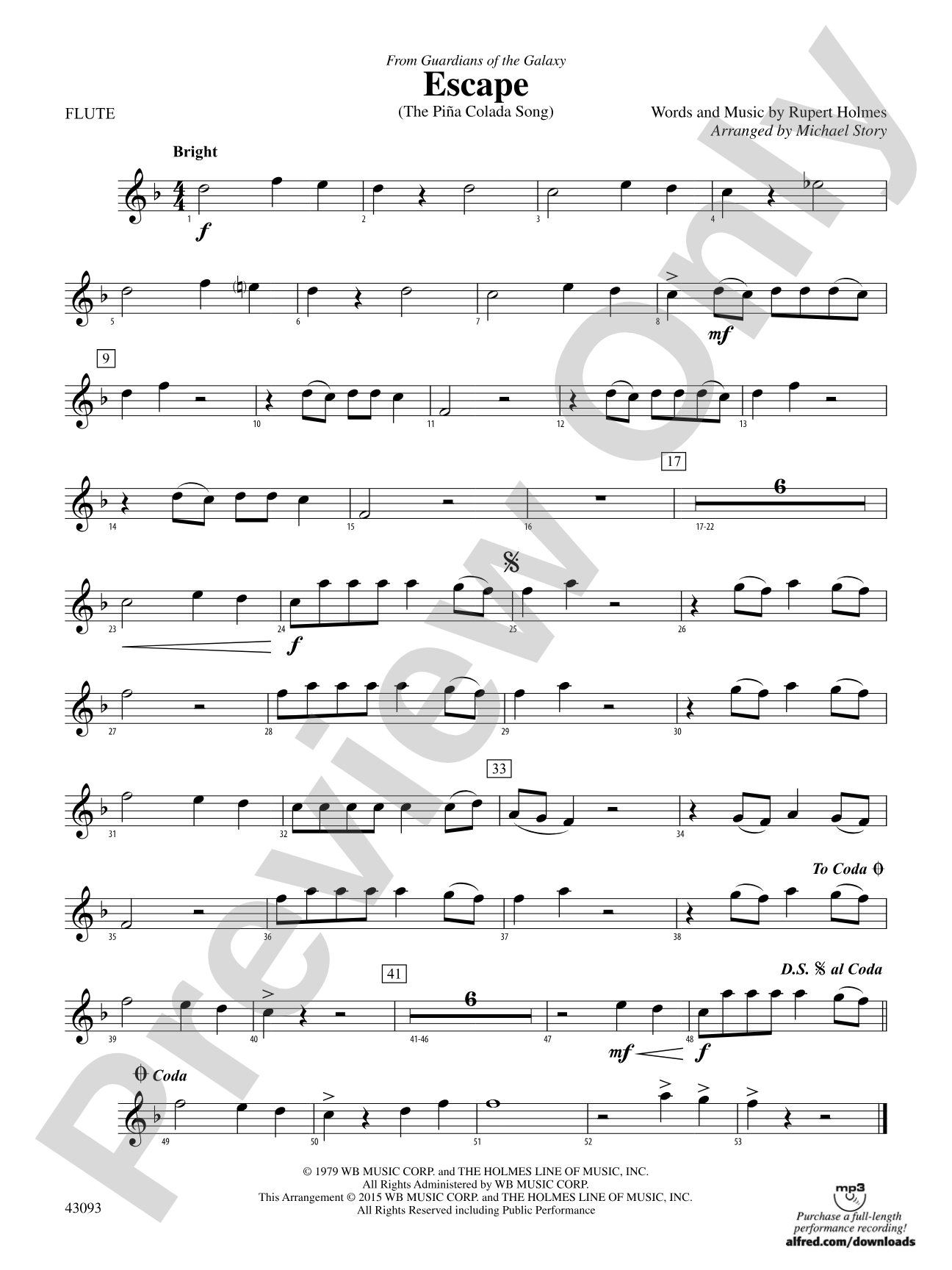 Escape (from Guardians of the Galaxy): Flute