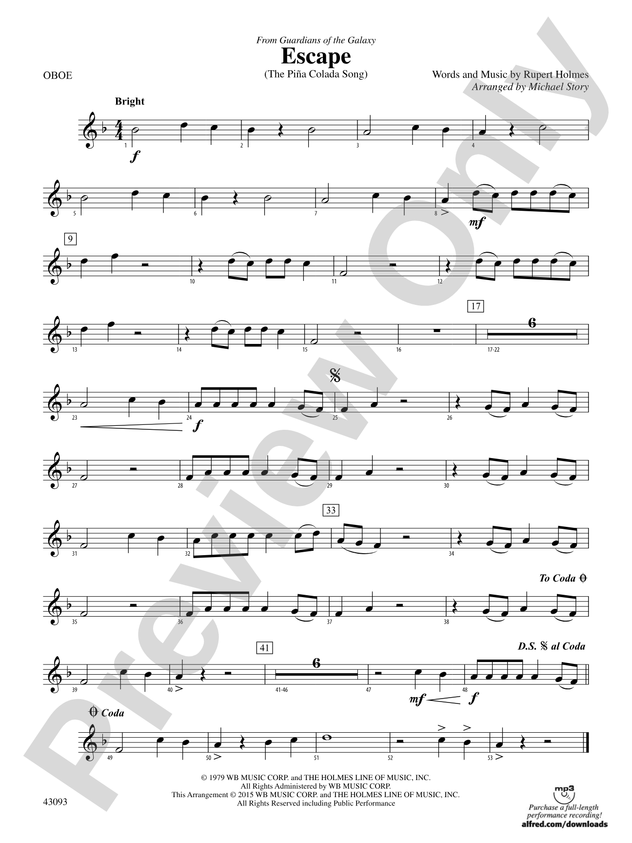 Escape (from Guardians of the Galaxy): Oboe