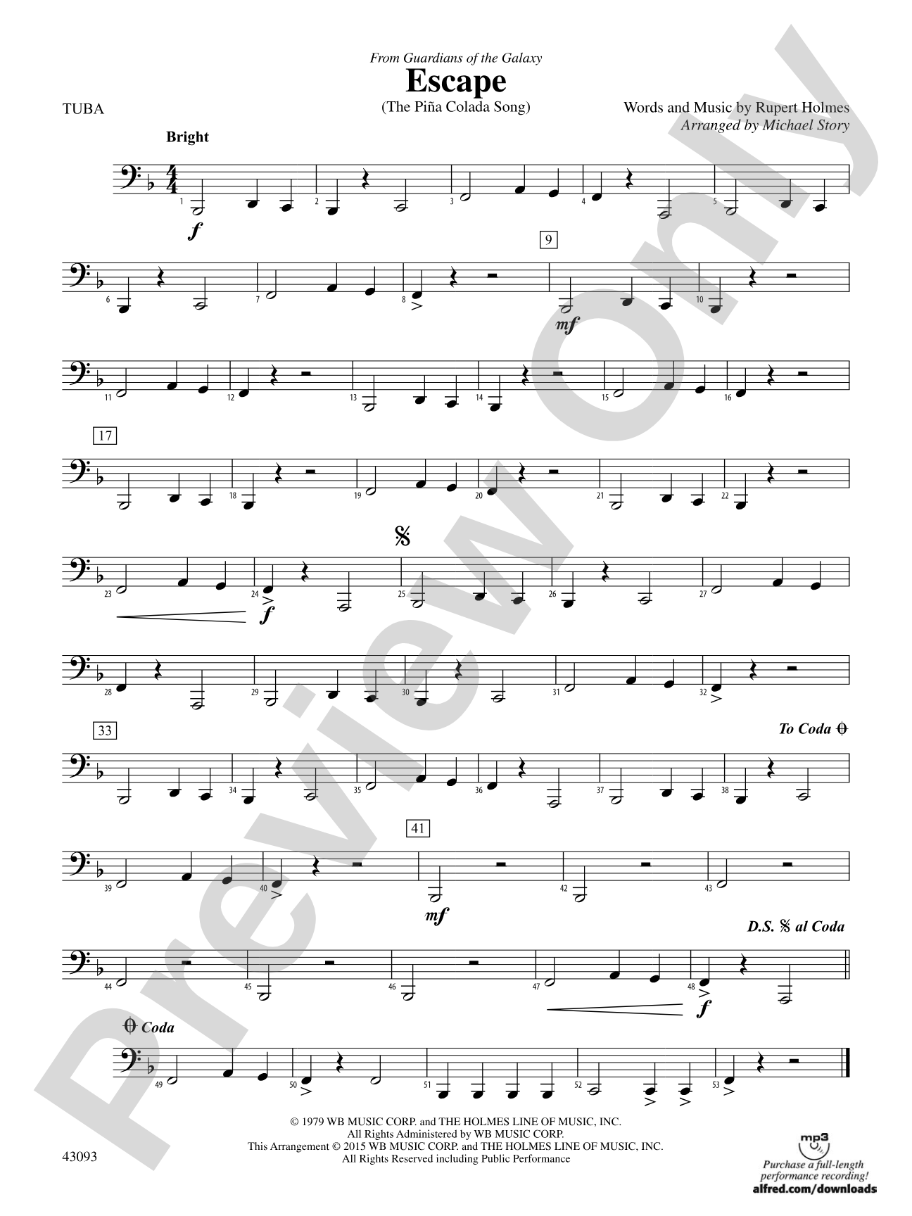 Escape (from Guardians of the Galaxy): Tuba