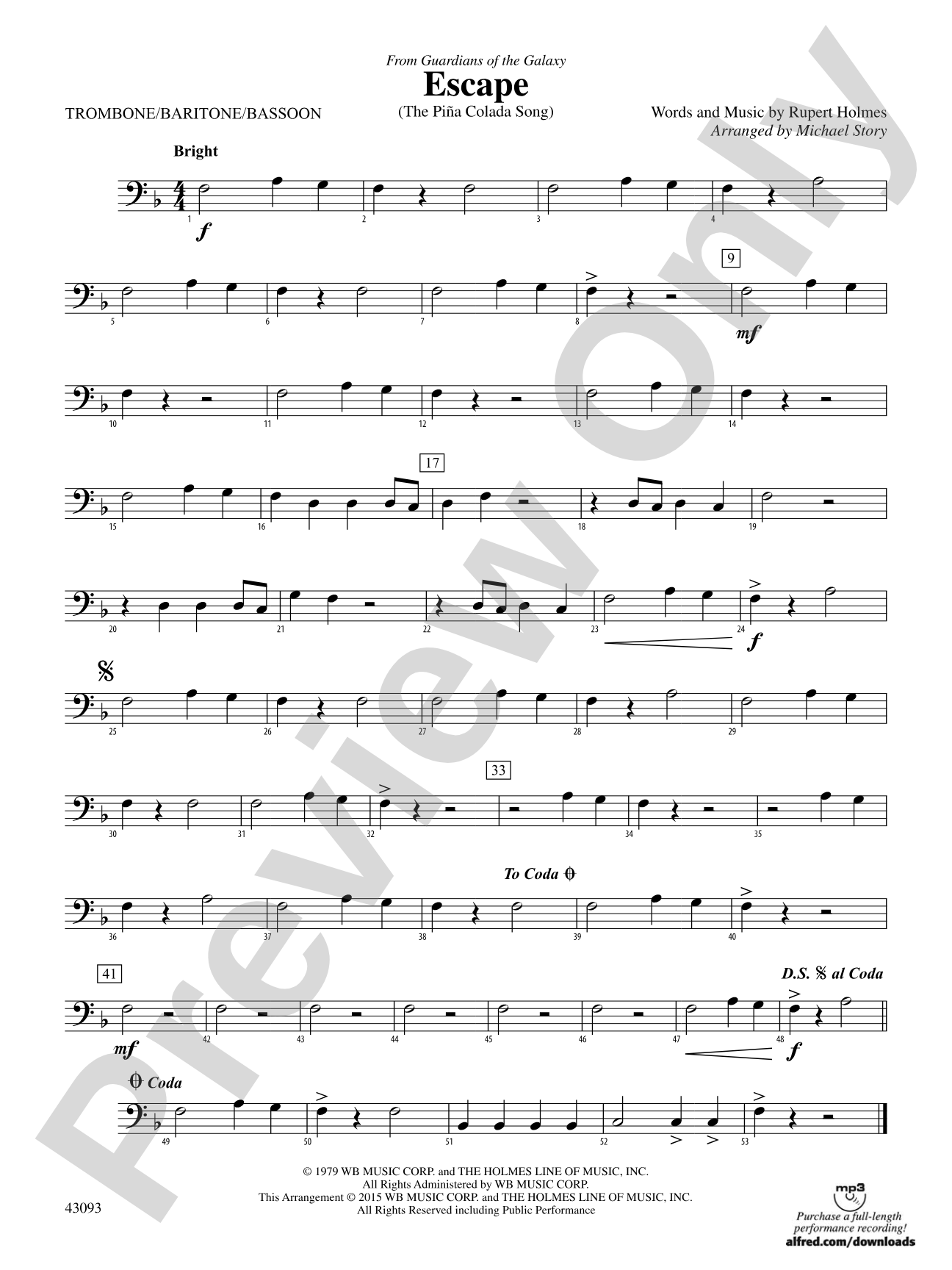 Escape (from Guardians of the Galaxy): 1st Trombone