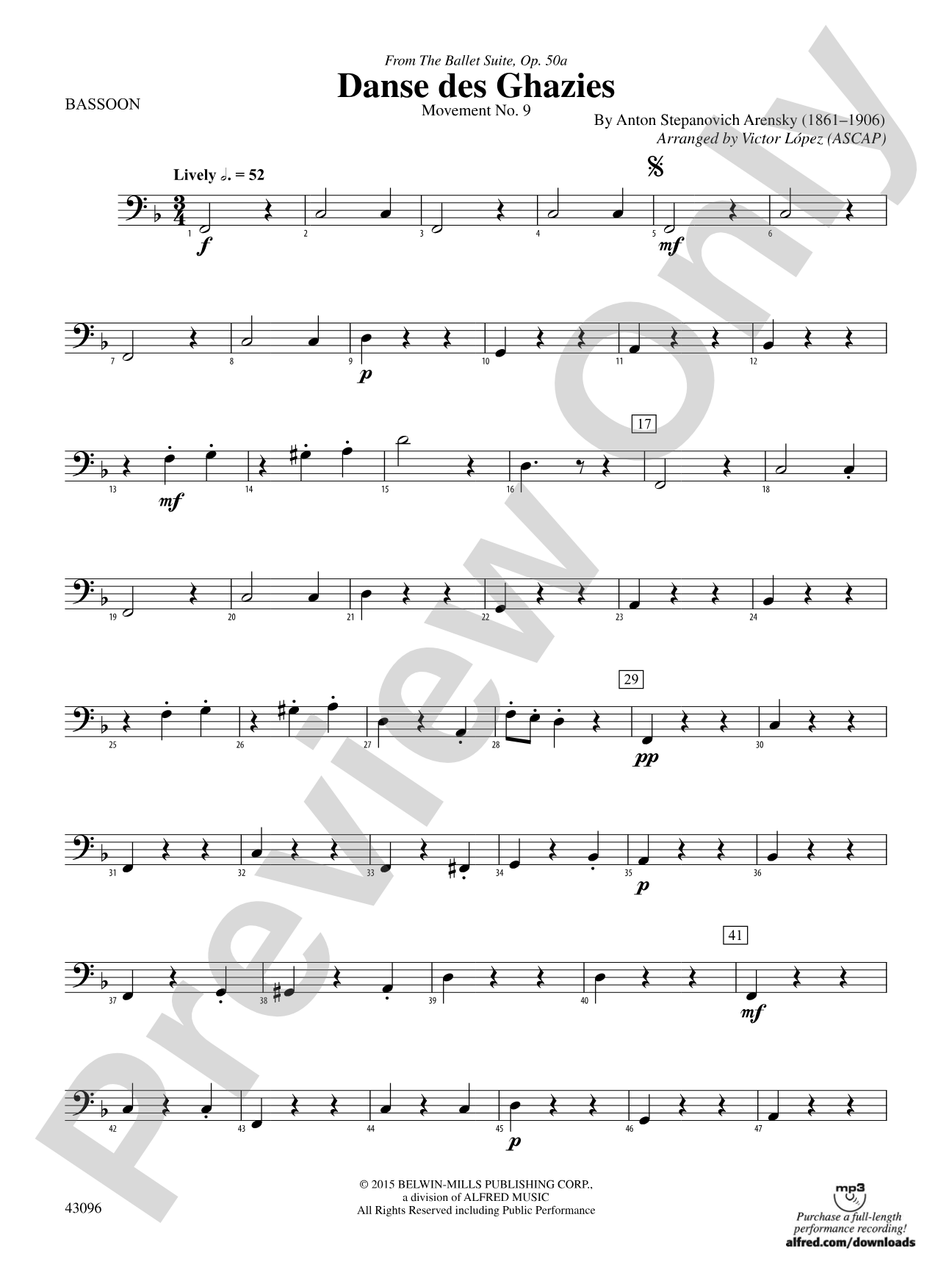 Danse des Ghazies (from The Ballet Suite, Op. 50a): Bassoon