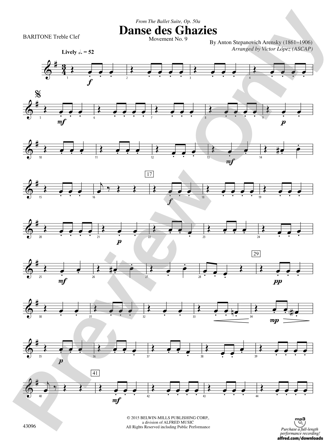 Danse des Ghazies (from The Ballet Suite, Op. 50a): Baritone T.C.