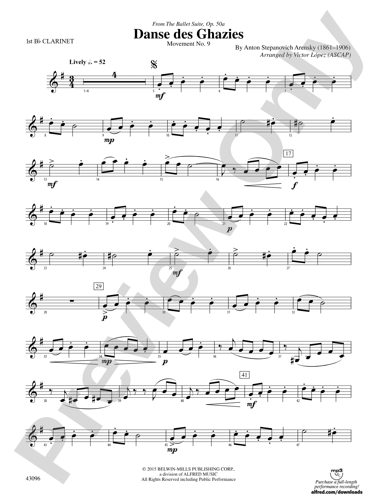 Danse des Ghazies (from The Ballet Suite, Op. 50a): 1st B-flat Clarinet