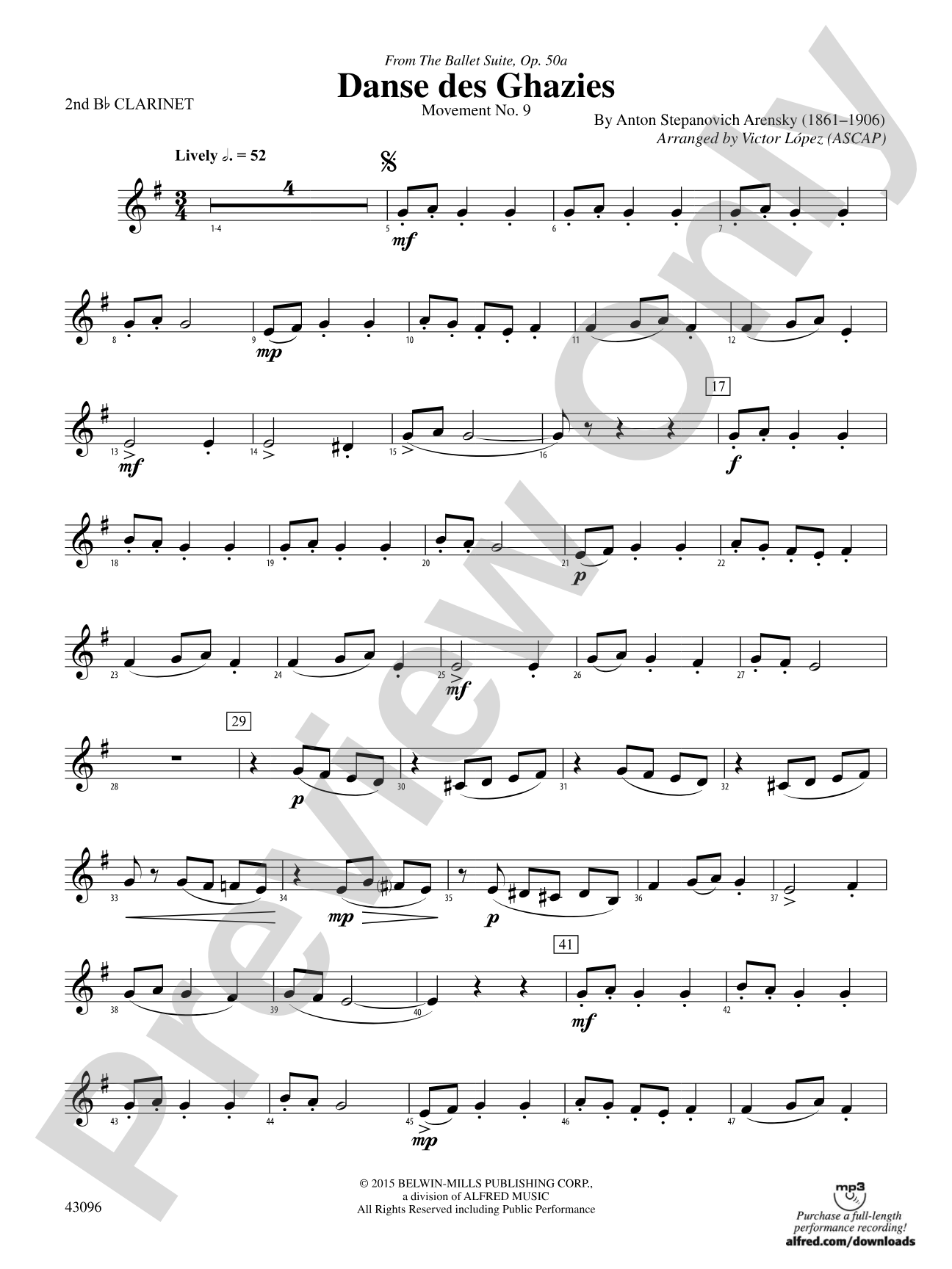 Danse des Ghazies (from The Ballet Suite, Op. 50a): 2nd B-flat Clarinet