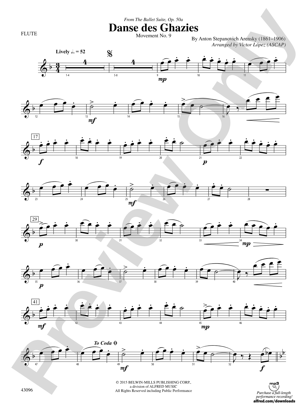 Danse des Ghazies (from The Ballet Suite, Op. 50a): Flute