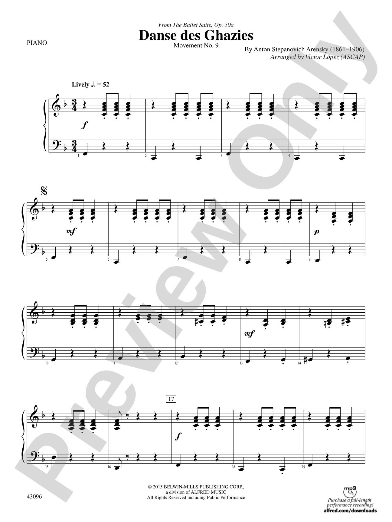 Danse des Ghazies (from The Ballet Suite, Op. 50a): Piano Accompaniment