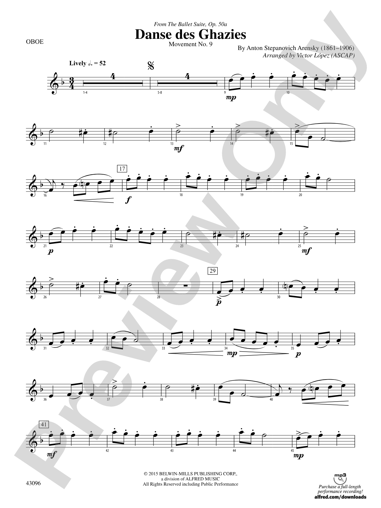 Danse des Ghazies (from The Ballet Suite, Op. 50a): Oboe