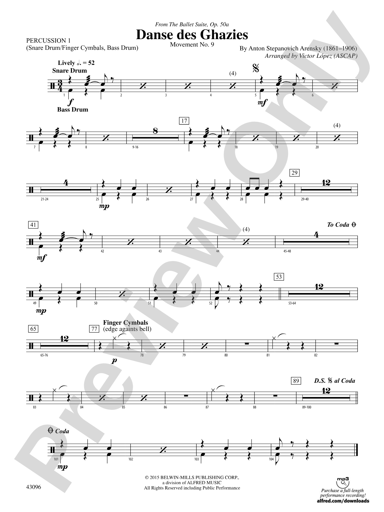 Danse des Ghazies (from The Ballet Suite, Op. 50a): 1st Percussion