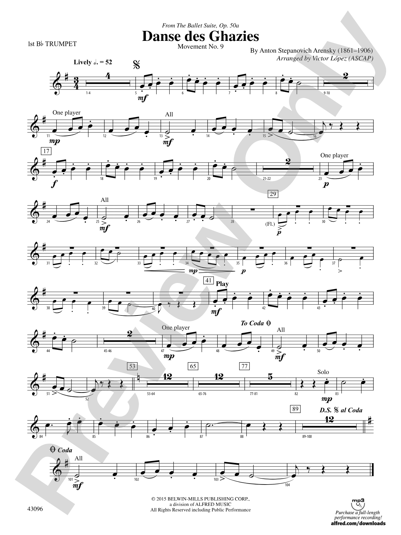 Danse des Ghazies (from The Ballet Suite, Op. 50a): 1st B-flat Trumpet