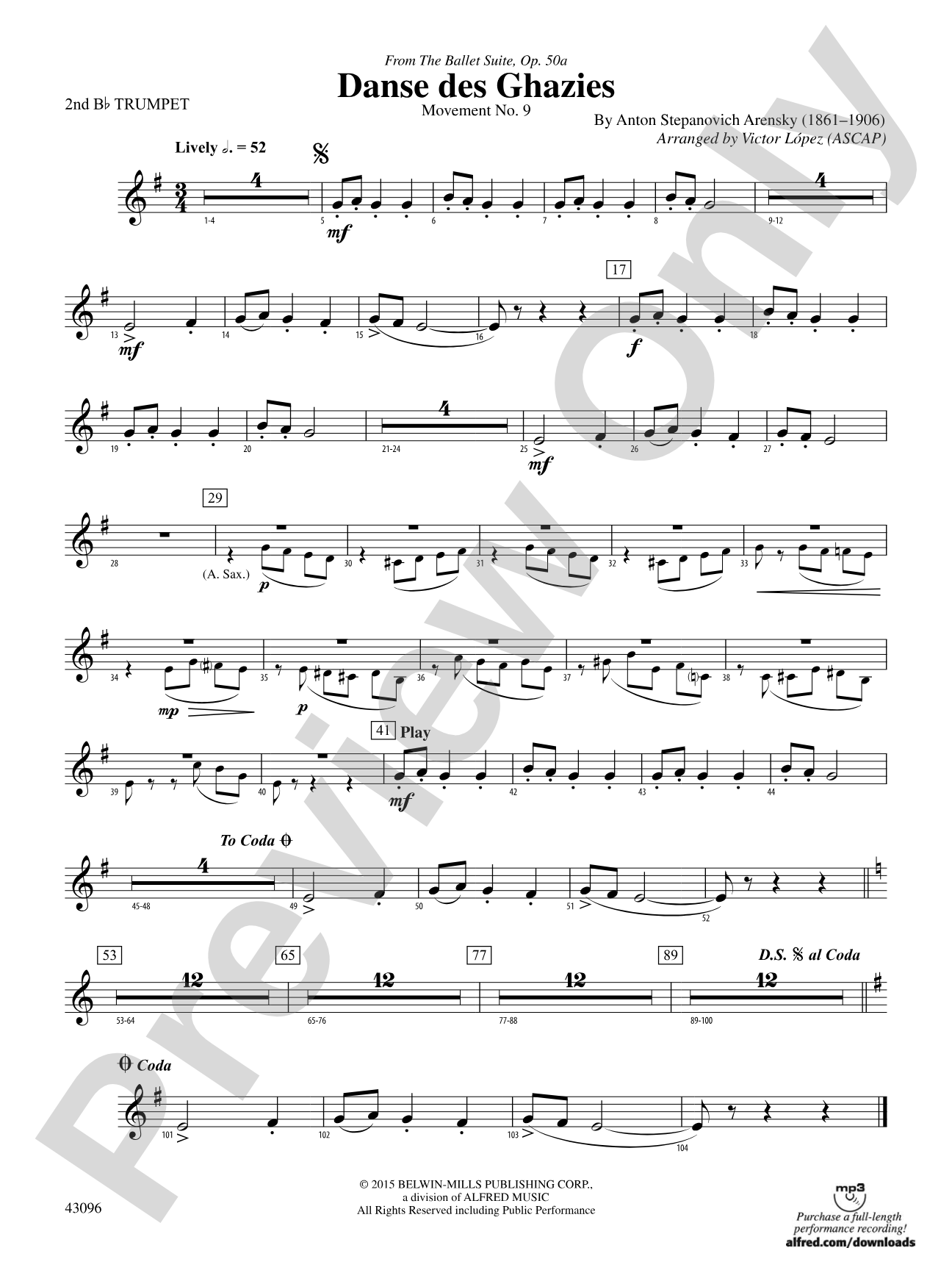 Danse des Ghazies (from The Ballet Suite, Op. 50a): 2nd B-flat Trumpet