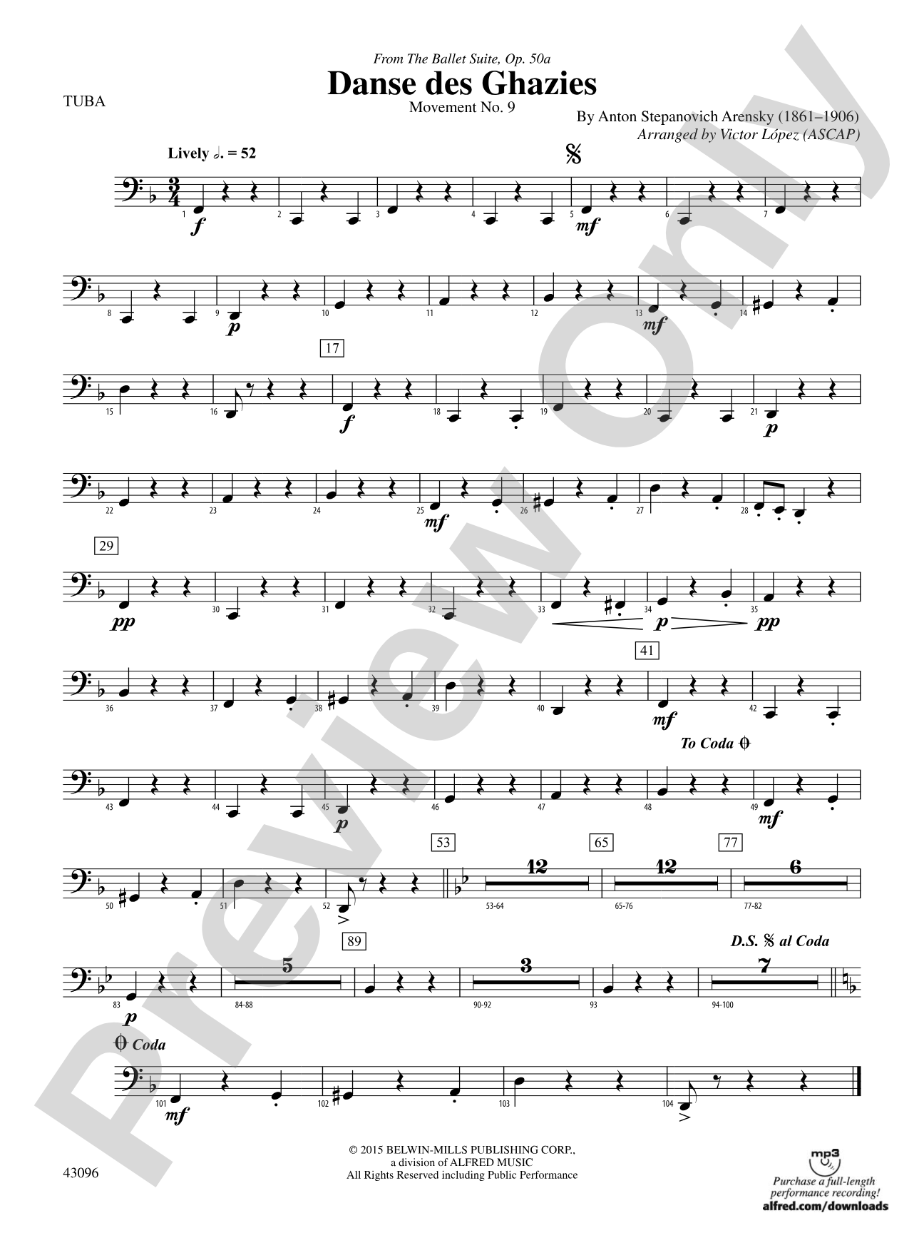 Danse des Ghazies (from The Ballet Suite, Op. 50a): Tuba