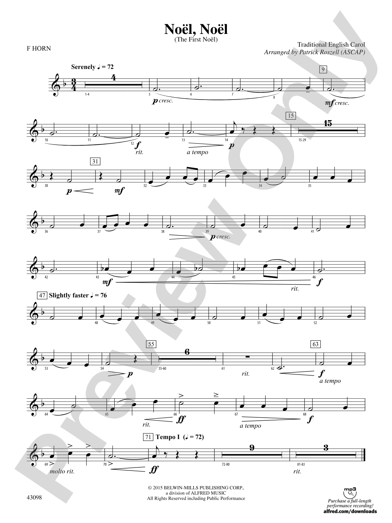 Noël, Noël: 1st F Horn