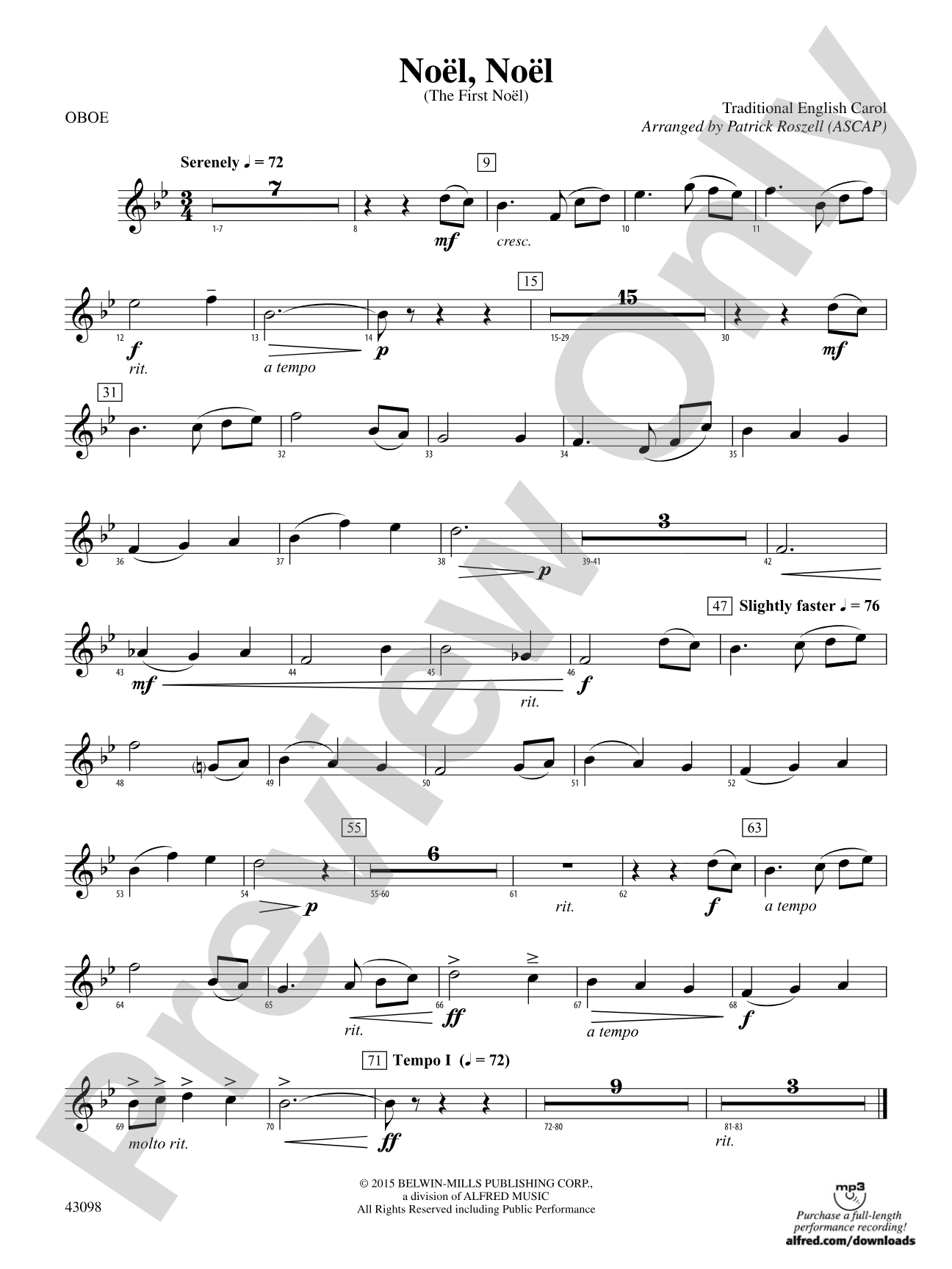 Noël, Noël: Oboe