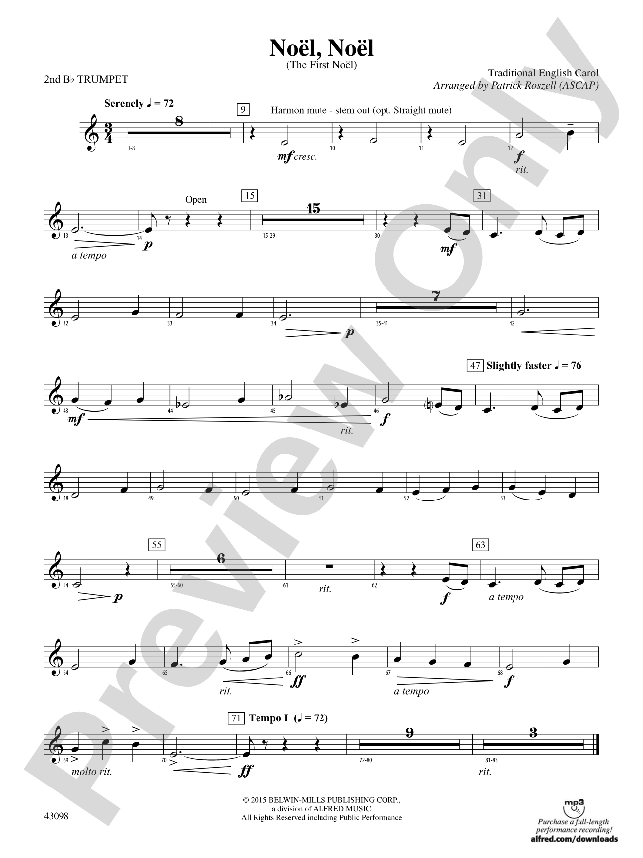 Noël, Noël: 2nd B-flat Trumpet