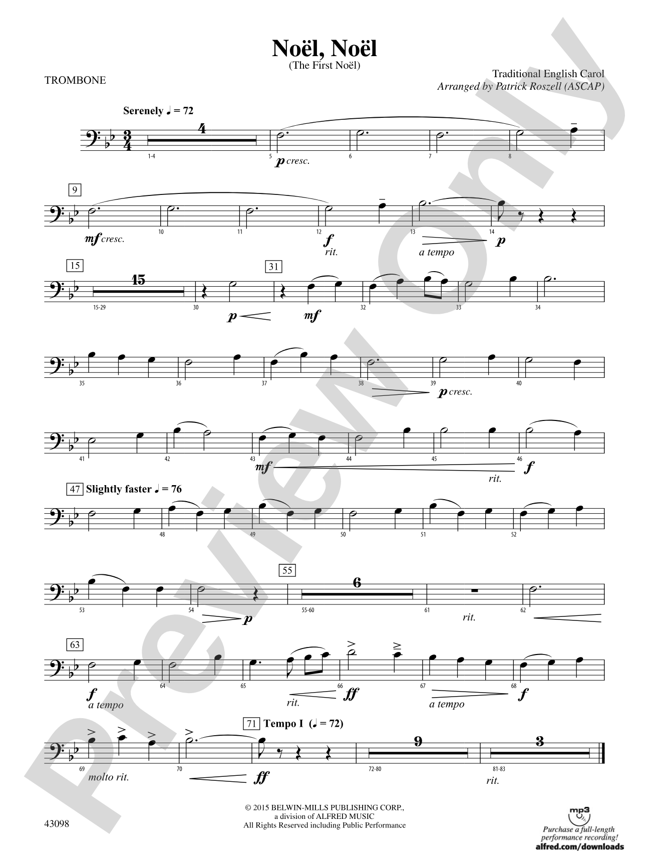Noël, Noël: 1st Trombone